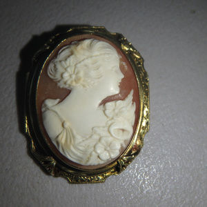 antique 14k gold cameo brooch pendant